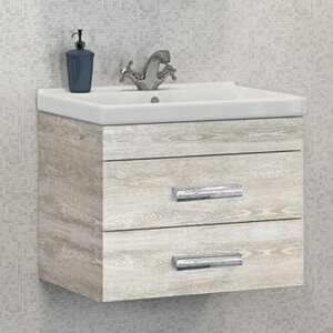 Тумба Comforty Никосия 60 дуб белый с умывальником Fest 60