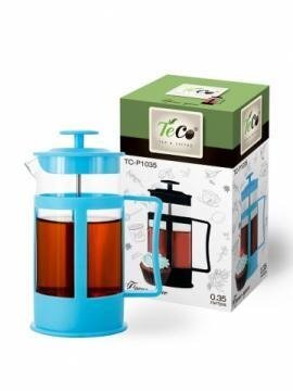 Френч-пресс TECO, TС-p1035-bU (голубой) 0,35 л. из пластика и стекла цветной - Россия
