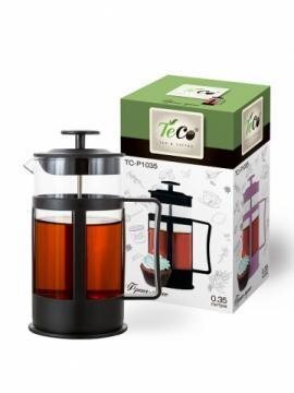 Френч-пресс TECO, TС-p1035-bL (черный) 0,35 л. из пластика и стекла цветной - гарантия