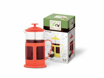 Френч-пресс TECO TС-p1060-r (красный) 0,6 л. из пластика и стекла цветной - наличие